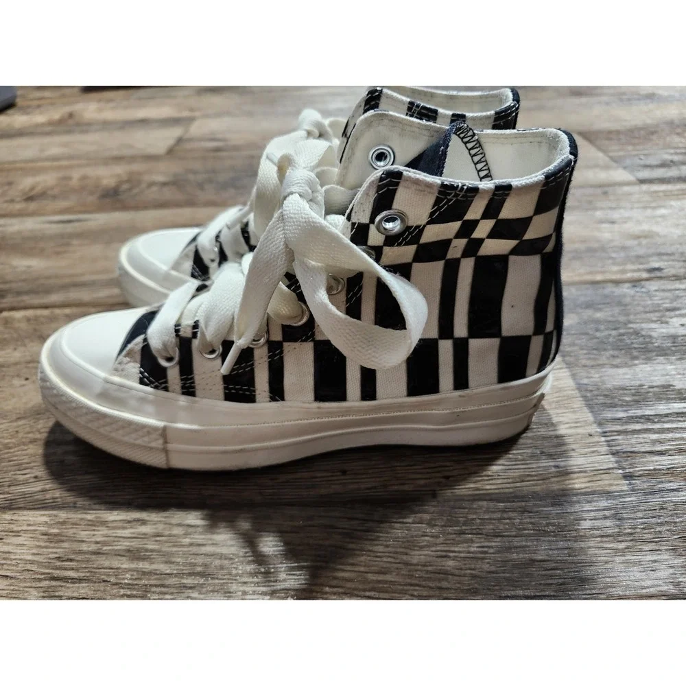 Converse Chuck 70 Checkered Black White shoes Egret A08764C High Womens 5 Men 3
